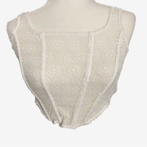 SHEIN White Lacey Cropped Cami Bra With Underwire Size Small